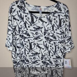 LuLaRoe Irma Tunic Medium Soccer White Black NEW